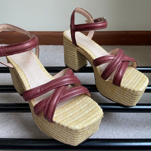 SCHUTZ Women Keefa Raffia Block Heel Sandals - NEW NWOB - Picture 4 of 7
